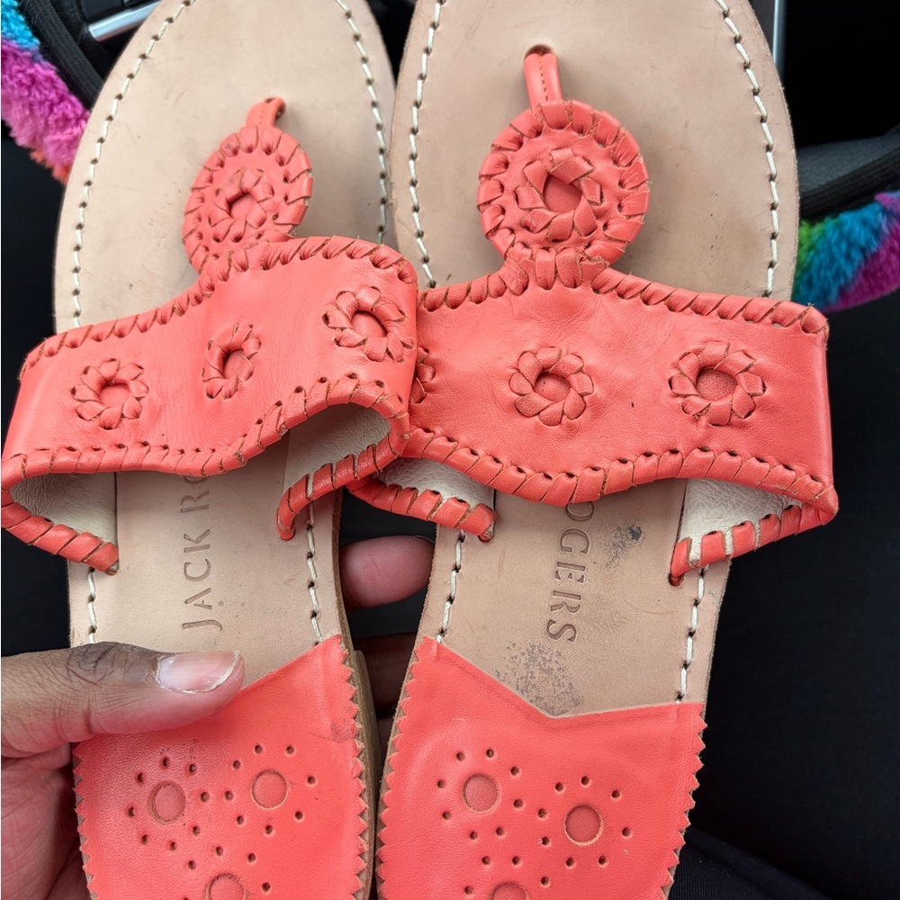 Jack Rogers Coral Leather Thong Sandals